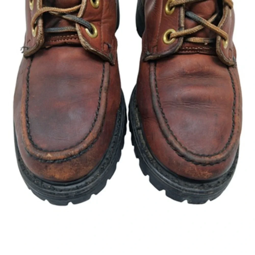 Double H Boots Mens Size 7.5 Brown Leather Combat Lace Up Mid Calf Work Boots